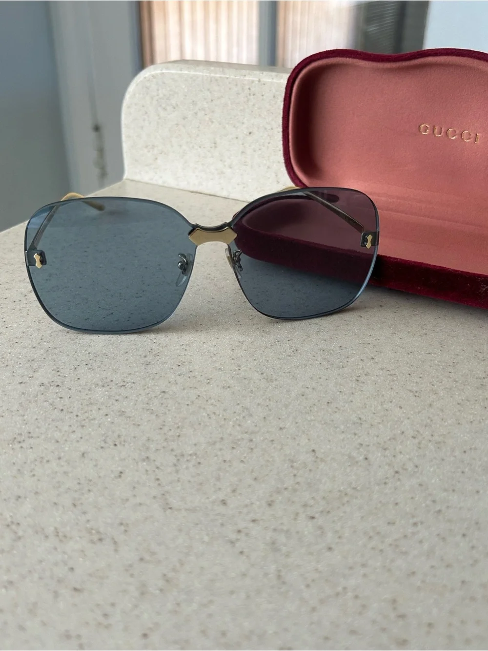 Gucci Gold-Accented Black Gradient Aviator Sunglasses